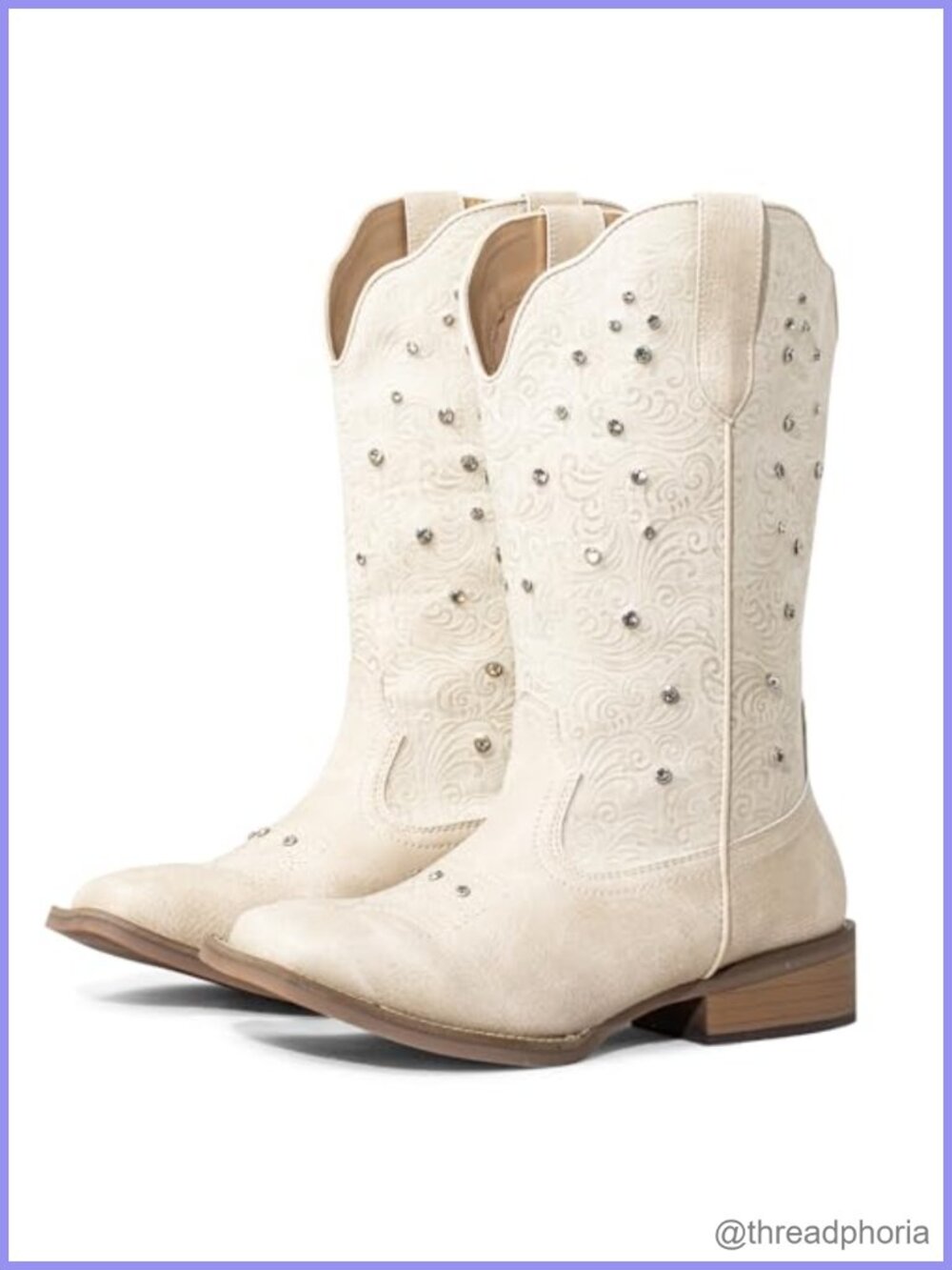 Extra Wide Calf Cowboy Boots Faux Leather Square Toe Mid-Calf Western